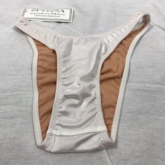 Zuliana Size Medium White Vintage Dead Stock Bikini Bottom. New With Tags. - Picture 1 of 4
